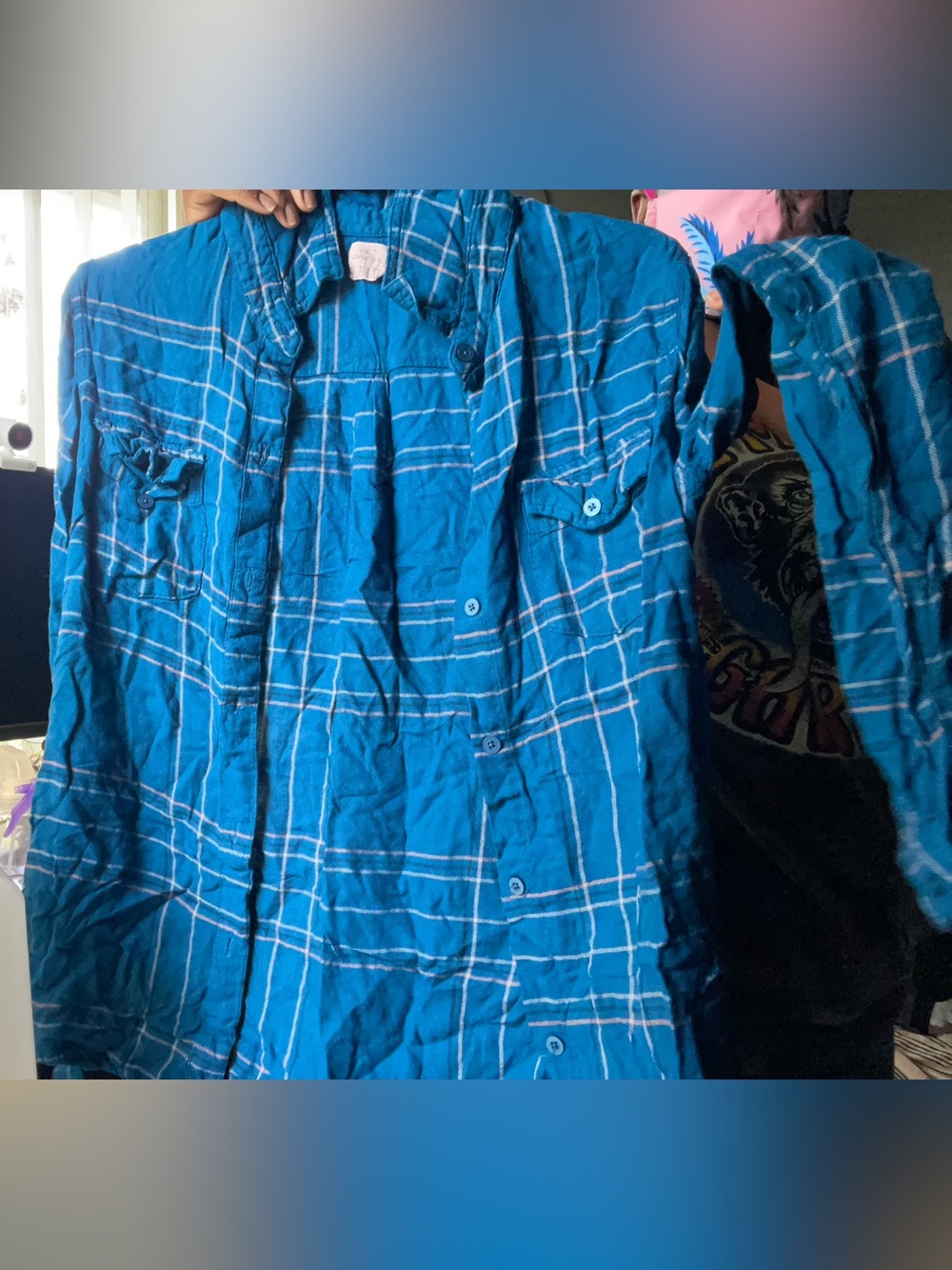 O'Neill Blue Plaid Long Sleeve Button Shirt